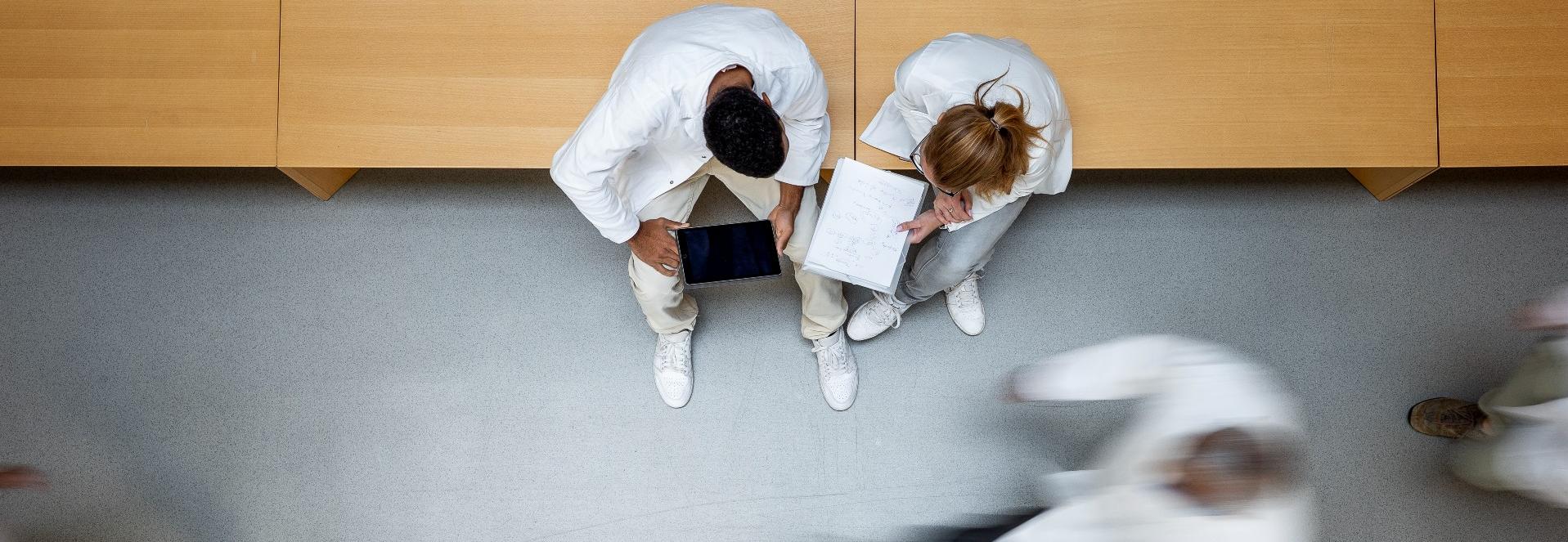 Med Students walking in the hall